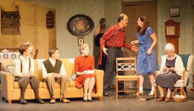  L to R Andrew Sharpe as Arty, Jeremy Crawford as Jay, Jeanne Louise as Gert, Brian Binney as Louie, Mary Rogers as Bella and Leah Mazade as Grandma Kurnitz