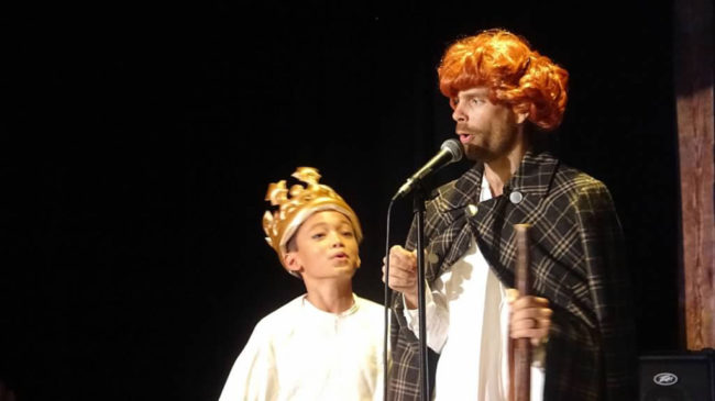 Dylan Ngo (left) as Prince Albert and Matthew Baughman (right) as Queen Victoria in The Mystery of Edwin Drood