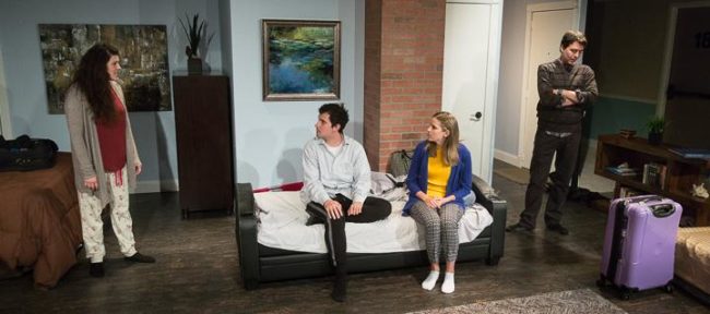 (L to R) Shea-Mikal Green as Daphna, Matt Lee as Jonah, Julia Becker as Melody, and Jeremy Myers as Liam in Bad Jews