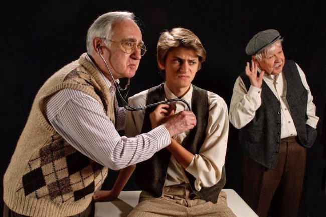 Danny Brooks (left) as Doc McSharry, Jack Leitess (center) as Billy Claven, and Edd Miller (right) as Johnnypateenmike 