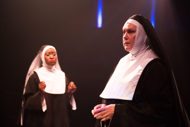 Ashley Johnson (left) as Sister Mary Clarence and Lynn Sharpe-Spears (right) as Mother Superior