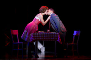 Lauren Tartaglia (left) as Mary Delgato and Aaron De Jesus (right) as Frankie Valli in Jersey Boys