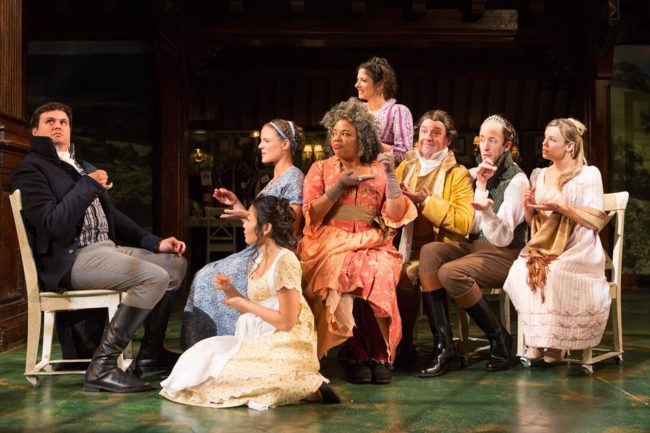 The cast of Folger Theatre’s production of Sense & Sensibility enjoying some tea and a bit of gossip.