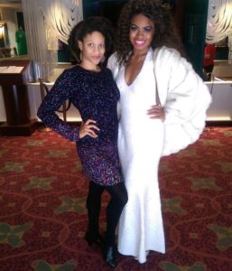 Ashley K. Nicholas (right) covering the Deloris Van Cartier track in Sister Act with friend Tiara Whaley (right) after the matinee performance