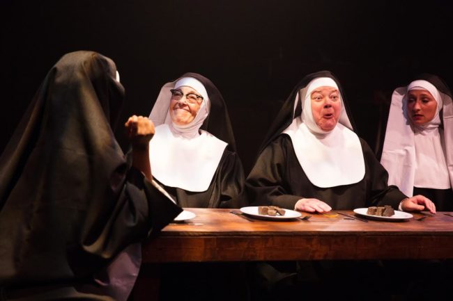 Lynne Sigler (left) as Sister Mary Lazarus and Jane C. Boyle (right) as Sister Mary Martin of Tours in Sister Act