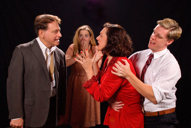 (L to R) Joe Mariano as George, Sarah Wade as Honey, Debbie Barber-Eaton as Martha, and Ron Giddings as Nick