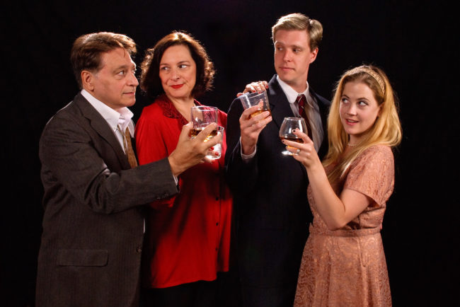 (L to R) Joe Mariano as George, Debbie Barber-Eaton as Martha, Ron Giddings as Nick, and Sarah Wade as Honey