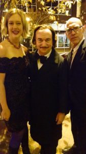 TheatreBloom Founder Amanda N. Gunther (left) with David Keltz as Edgar Allan Poe (center) and Yellow Sign Theatre Artistic Director Craig Coletta (right) 