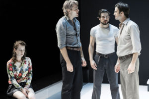 (L to R) Catherine Combs as Catherine, Dave Register as Rodolpho, Alex Esola as Marco, and Frederick Weller as Eddie