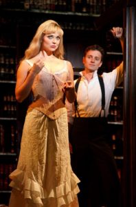 Kristen Beth Williams as Sibella Hallward and Kevin Massey as Monty Navarro in a scene from “A Gentleman’s Guide to Love & Murder.”