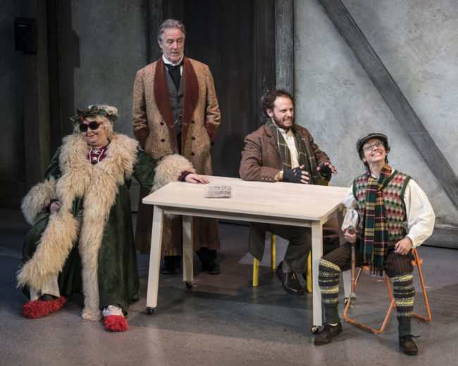 Jaime Moyer, John Lescault, Aaron Bliden and Tina Shearer in Twist Your Dickens Photo by Theresa Castracane