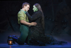 Jeremy Woodard (left) as Fiyero and Jessica Vosk (right) as Elphaba