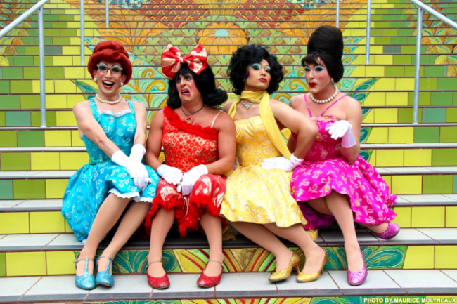 The Kinsey Sicks (L to R) Winnie (Nathan Marken), Rachel (Ben Schatz), Trixie (Jeff Manabat), and Trampolina (Spencer Brown)