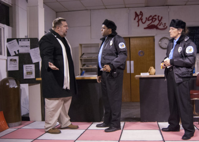 Mike Zellhofer (left) as Max Tarasov, J. Purnell Hargrove (center) as Officer James Bailey and Tracey Grimes (right) as Officer Randy Osteen