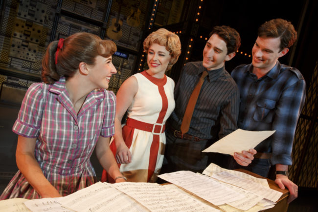 Four Friends. Julia Knitel (“Carole King”), Erika Olson (“Cynthia Weil”), Ben Fankhauser (“Barry Mann”) and Liam Tobin (“Gerry Goffin”) 