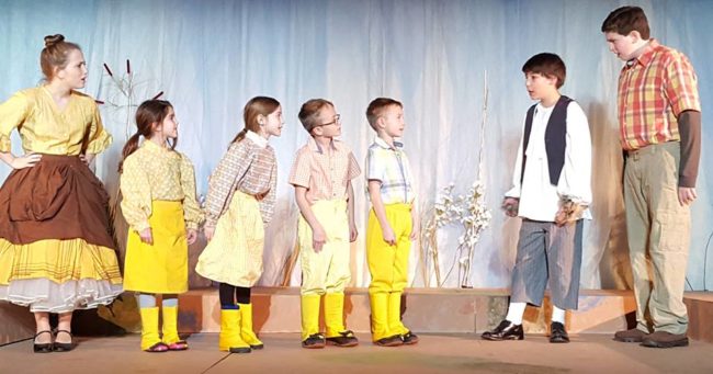 (L to R) Ida (Raquel Hyatt) and her Ducklings (Amber Holt, Lina Cordero, Soren Lange and Liam Lange) Ugly (Nick Dimitriades) and Drake (Jules Einhorn) 