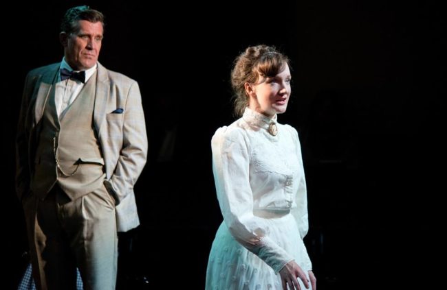 Patrick Ryan Sullivan (left) as Stage Manager and Laura Rocklyn (right) as Emily Webb in Our Town