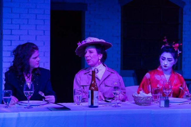 Gené Fouché (left) as Marlene with Julie Herber (center) as Isabella Bird and Surasree Das (right) as Lady Nijo in Top Girls
