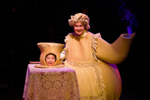 Nathan Pham (left) as Chip and Lynn Sharp-Spears (right) as Mrs. Potts