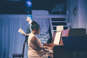 Jessica Bennett (foreground) as Kathy and Danny Bertaux (background) as Jamie in The Last Five Years