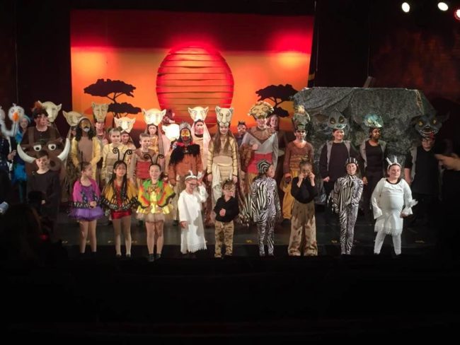 The cast of The Lion King Jr. at Children's Playhouse of Maryland