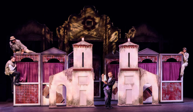 (L to R) Gordy Anson as Fabian, Da'Von Moody as Sir Toby Belch, David Singleton as Malvolio, and Damon Lue Maxwell as Sir Andrew Aguecheek