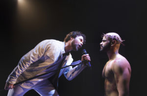 Ari McKay Wilford (Judas) and Nicholas Edwards (Jesus) in Jesus Christ Superstar