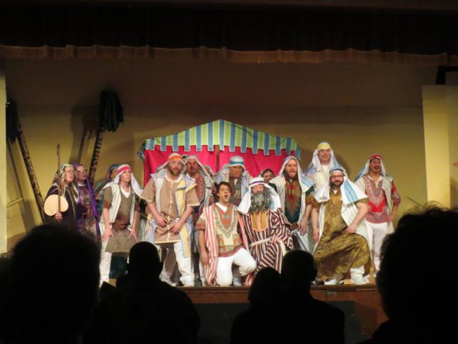 Paul Kennedy (center left) as Joseph and Rodney Bonds (center right) as Jacob and the Brothers