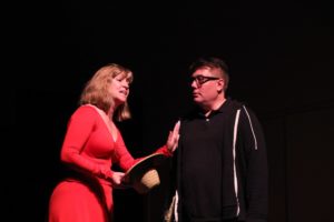 Christopher Gerkin (left) as Zach and Tammy Roberts (right) as Cassie in A Chorus Line