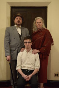 Bob Singer (left) as Lord Montague, Peggy Dorsey (right) as Lady Montague, and Tavish Forsyth (center) as Romeo