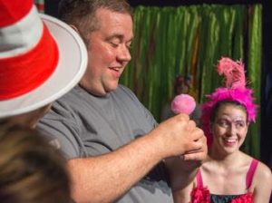 Bobby Mahoney (left) as Horton the Elephant and Katie Webster (right) as Pink Bird Girl
