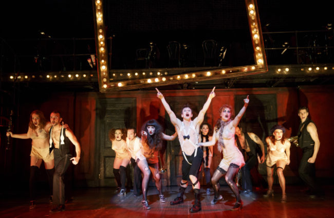 Jon Peterson as the Emcee and the 2017 National Touring cast of Roundabout Theatre Company’s CABARET