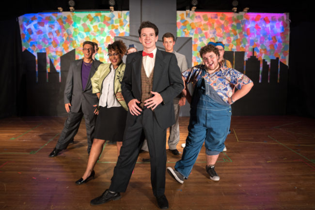 Henry O'Toole (center) as J. Pierrepont Finch leading "Brotherhood of Man"