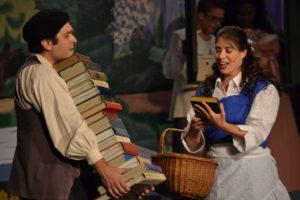 Mike Ferrante (left) as The Bookseller and Alyson Marks (right) as Belle