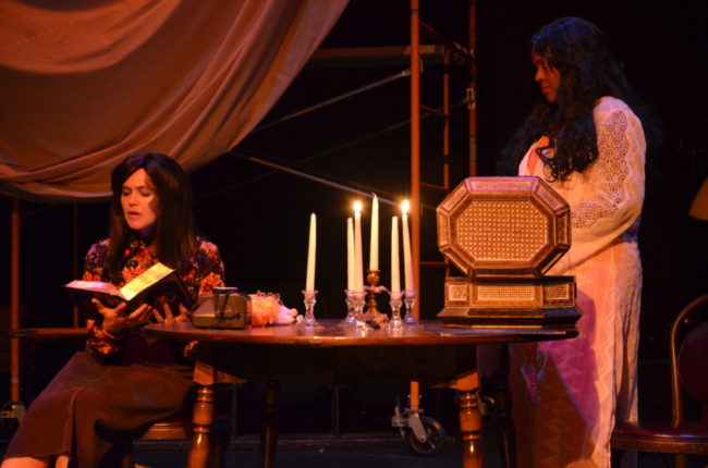Lee Conderacci (left) as Jennifer and Mia Robinson (right) as Bell in In A Bottle by Justin Lawson Isett