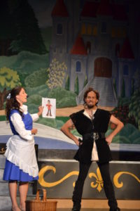 Alyson Marks (left) as Belle and Matthew Lamb (right) as Gaston 