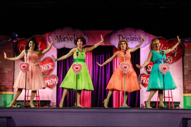 (L to R) Natalie Knox as Cindy Lou Huffington, Emily Elborn as Betty Jean Reynolds, Stephanie Mahoney as Missy Miller, and Sarah Elizabeth Sickles as Suzie Simpson