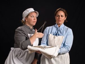 Jamie Erin Miller (left) as Clara May Abbott and Laura Ivey (right) as Meg Barton