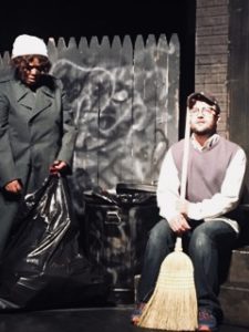 Corisa Myers (left) as a street bum on Skid Row with Jonathan Jackson (right) as Seymour