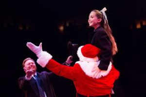 Jeffrey Shankle (left) as Fred Gaily, Robert Biedermann 125 (center) as Santa Claus, and Camden Lippert (right) as Susan Walker