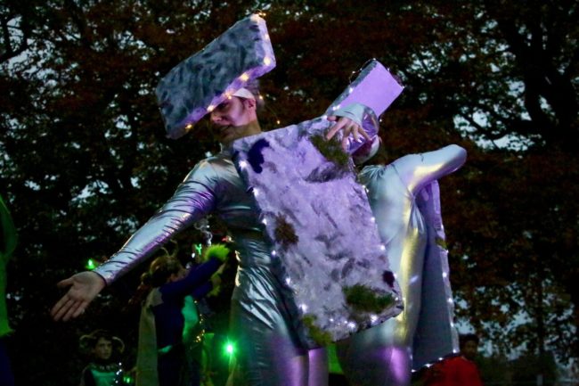 Skaters featured in "Dance of the Druids" at Druid Hill Haunt: A Thriller Chiller Roller Show