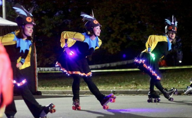 Skaters during "Beasts of Bone Chilling Fear" at Druid Hill Haunt: A Chiller Thriller Roller Show