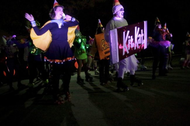 Skaters featured during "The Finale" of Druid Hill Haunt: A Chiller Thriller Roller Show