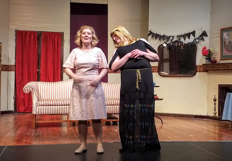 Ashley Gerhardt (left) and Jim Gerhardt (right) in Leading Ladies at The Salem Players