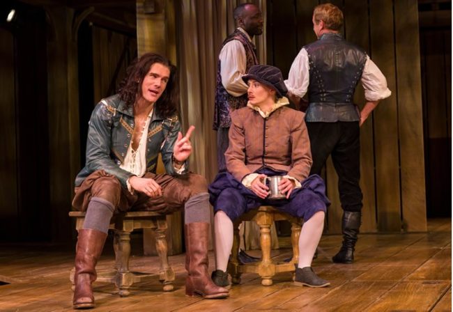 (l-r) Nicholas Carriere, Emily Trask, Jamal James and David Whale in Shakespeare in Love at Baltimore Center Stage