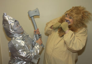 Marie Nearing (left) as The Tin Man and Stephen P. Yednock (right) as Cowardly Lion