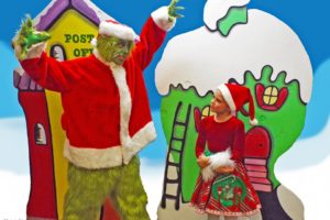 Jim Rose (left) as The Grinch and Abigail Thompson (right) as Cindy Lou Who 