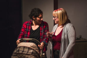 Maranda Kosten (left) as Naomi and Caitlin Rife (right) as Beth in The Ides of May by Laura Fuentes