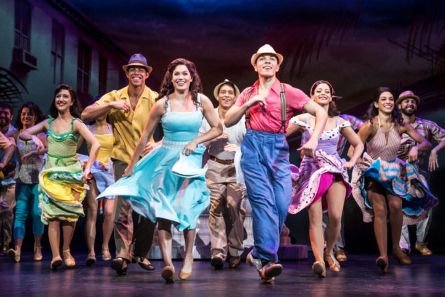 Christie Prades (center left) as Gloria Estefan with Adrele Fleet and Company- On Your Feet!