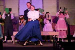 Joe Weinhoffer (left) as Harold Hill and Maggie Flanigan (right) as Marian Paroo in The Music Man